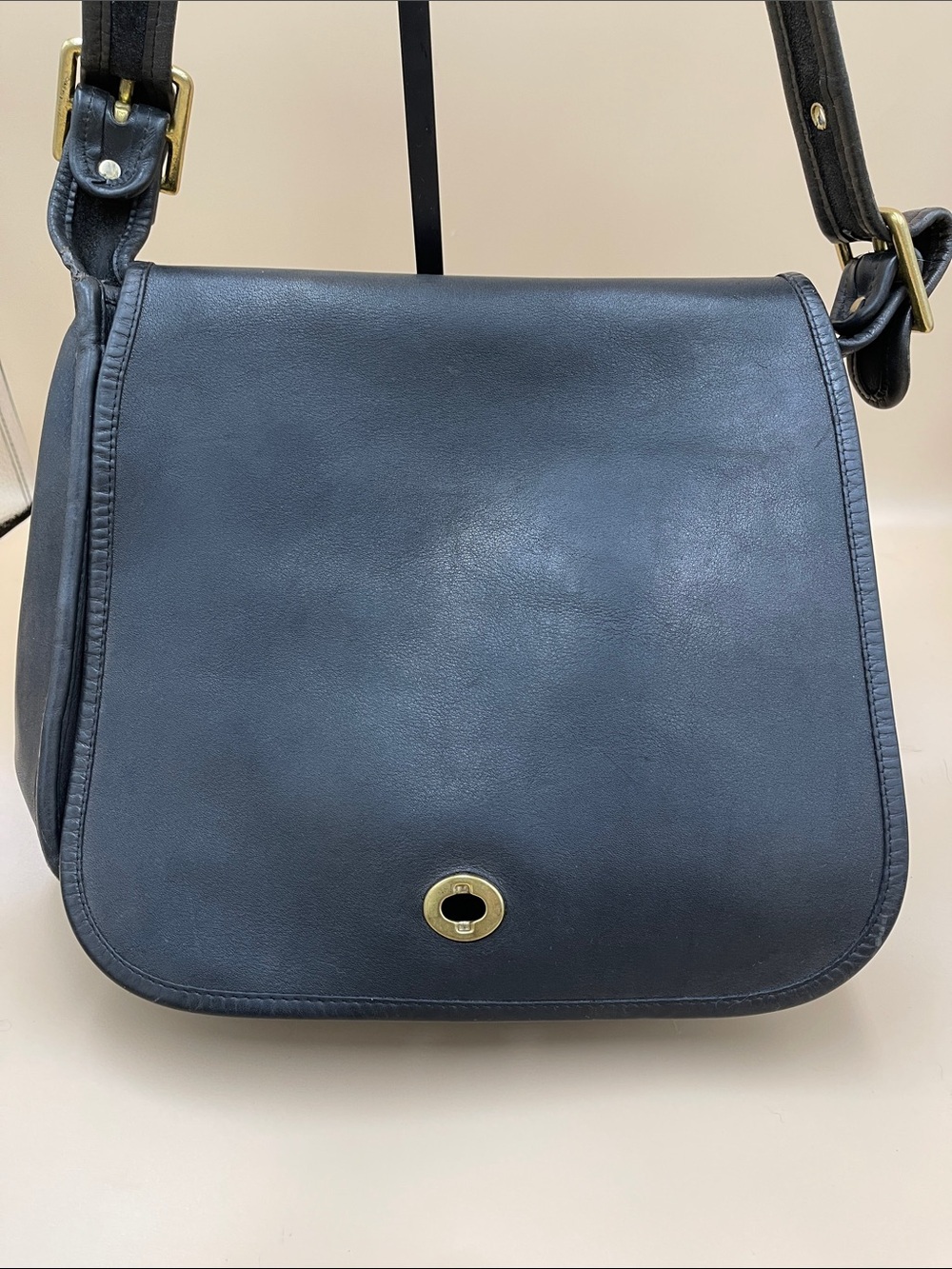 Coach Vintage Black Leather Shoulder Saddle Bag Made in NY USA RARE 5812